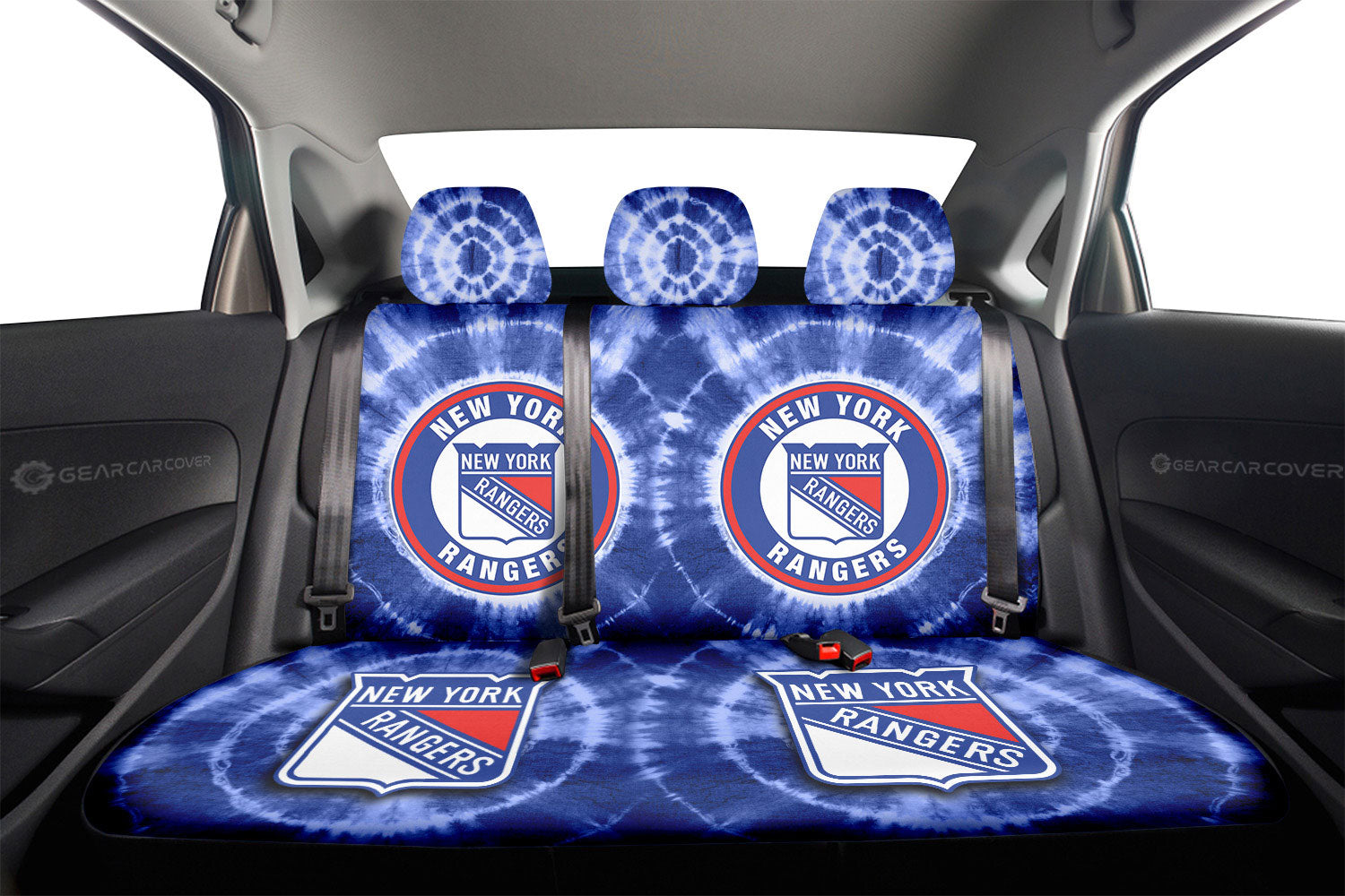 New York Rangers Car Back Seat Covers Custom Tie Dye Car Accessories - Gearcarcover - 2