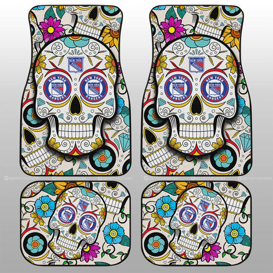 New York Rangers Car Floor Mats Custom Sugar Skull Car Accessories - Gearcarcover - 1