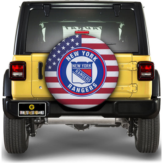 New York Rangers Spare Tire Covers Custom US Flag Style - Gearcarcover - 1