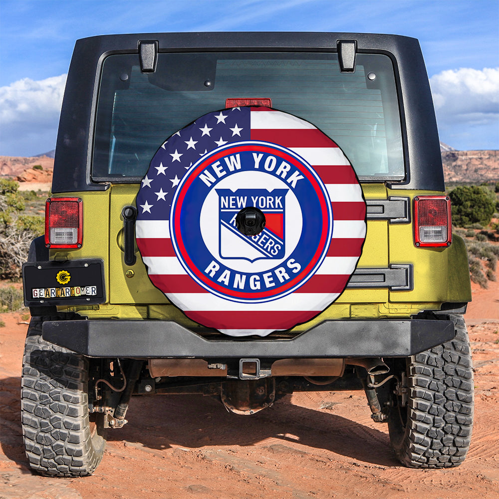 New York Rangers Spare Tire Covers With Camera Hole Custom US Flag Style - Gearcarcover - 3