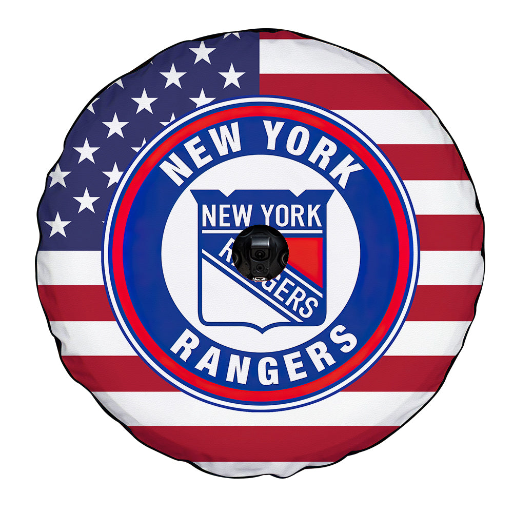New York Rangers Spare Tire Covers With Camera Hole Custom US Flag Style - Gearcarcover - 4