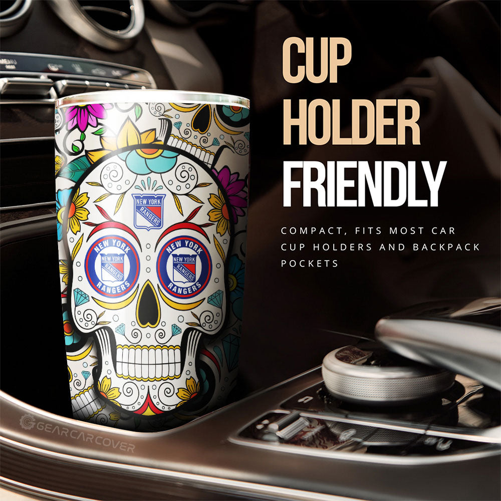 New York Rangers Tumbler Cup Custom Sugar Skull Car Accessories - Gearcarcover - 3