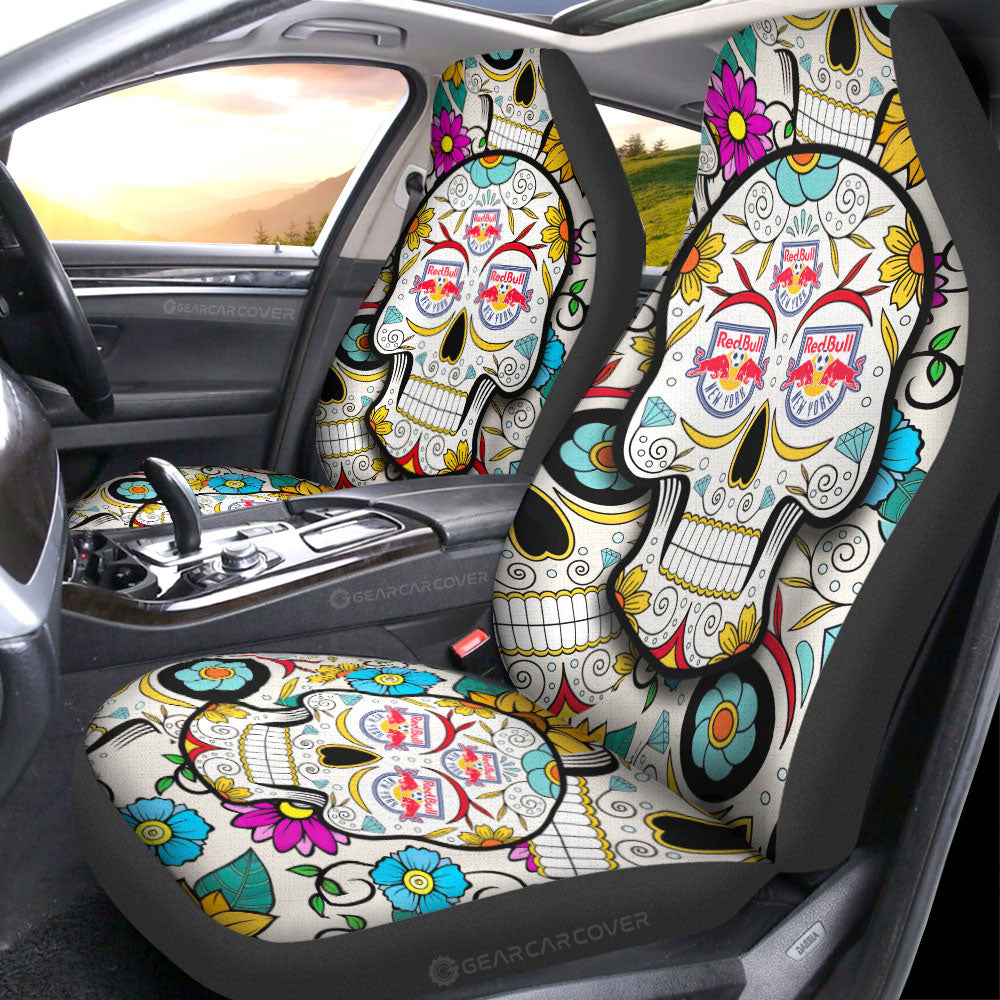 New York Red Bulls Car Seat Covers Custom Sugar Skull Car Accessories - Gearcarcover - 1