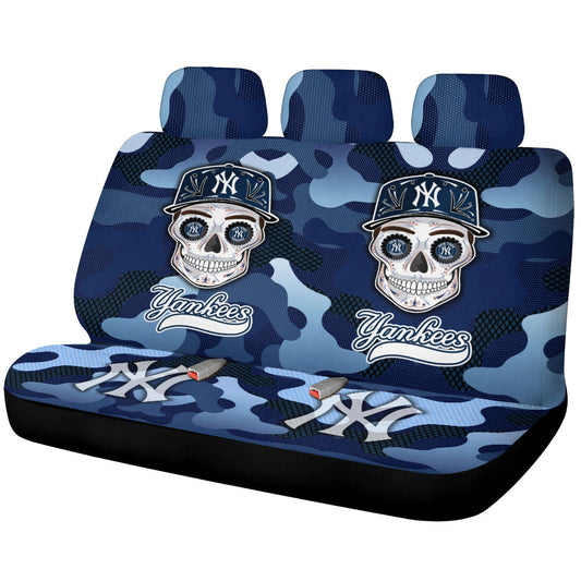 New York Yankees Car Back Seat Covers Skull Theme Collection - Gearcarcover - 1
