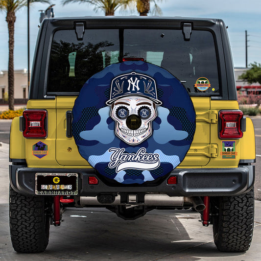 New York Yankees Spare Tire Covers Camera Hole Skull Theme Collection - Gearcarcover - 2
