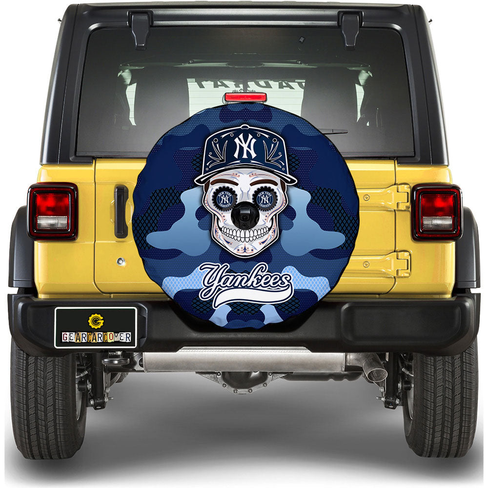 New York Yankees Spare Tire Covers Camera Hole Skull Theme Collection - Gearcarcover - 1