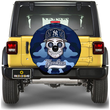 New York Yankees Spare Tire Covers Camera Hole Skull Theme Collection - Gearcarcover - 1