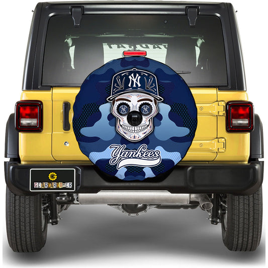New York Yankees Spare Tire Covers Camera Hole Skull Theme Collection - Gearcarcover - 1