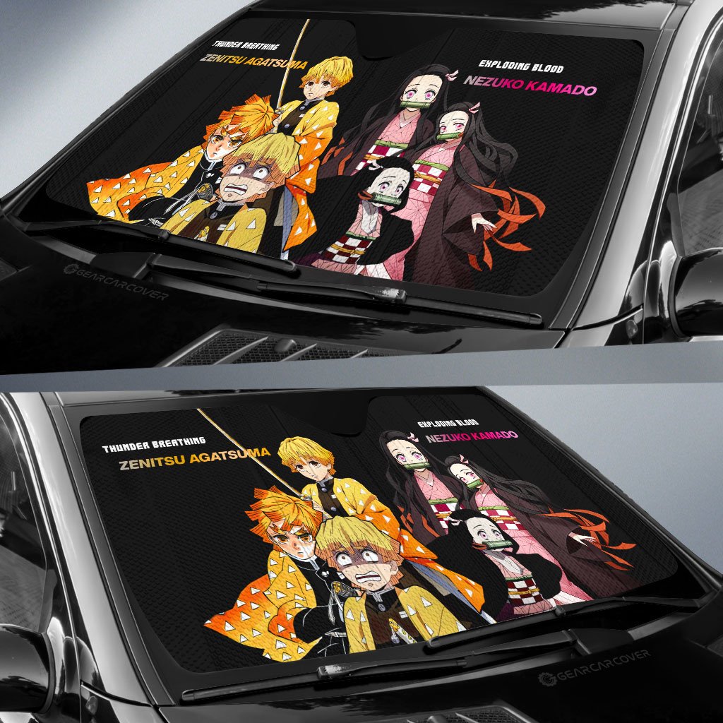 Nezuko And Zenitsu Car Sunshade Custom - Gearcarcover - 2