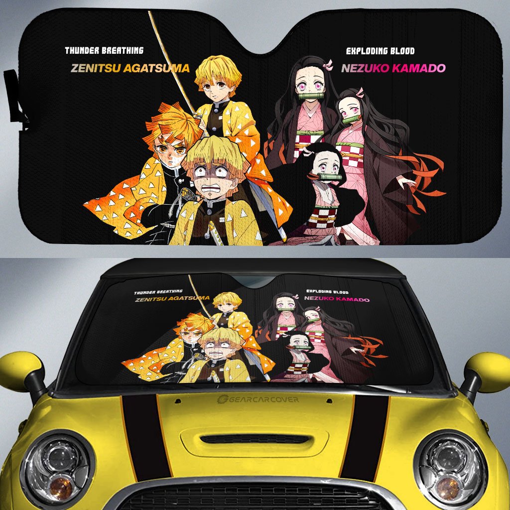 Nezuko And Zenitsu Car Sunshade Custom - Gearcarcover - 1