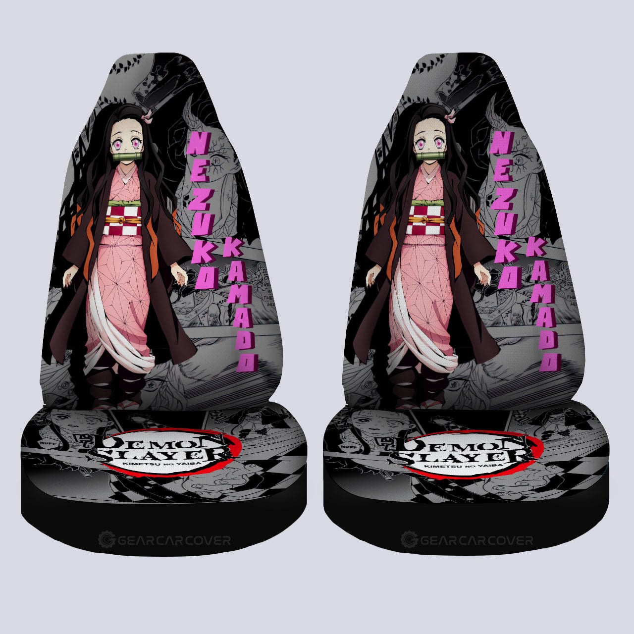 Nezuko Kamado Car Seat Covers Custom Mix Mangas - Gearcarcover - 4