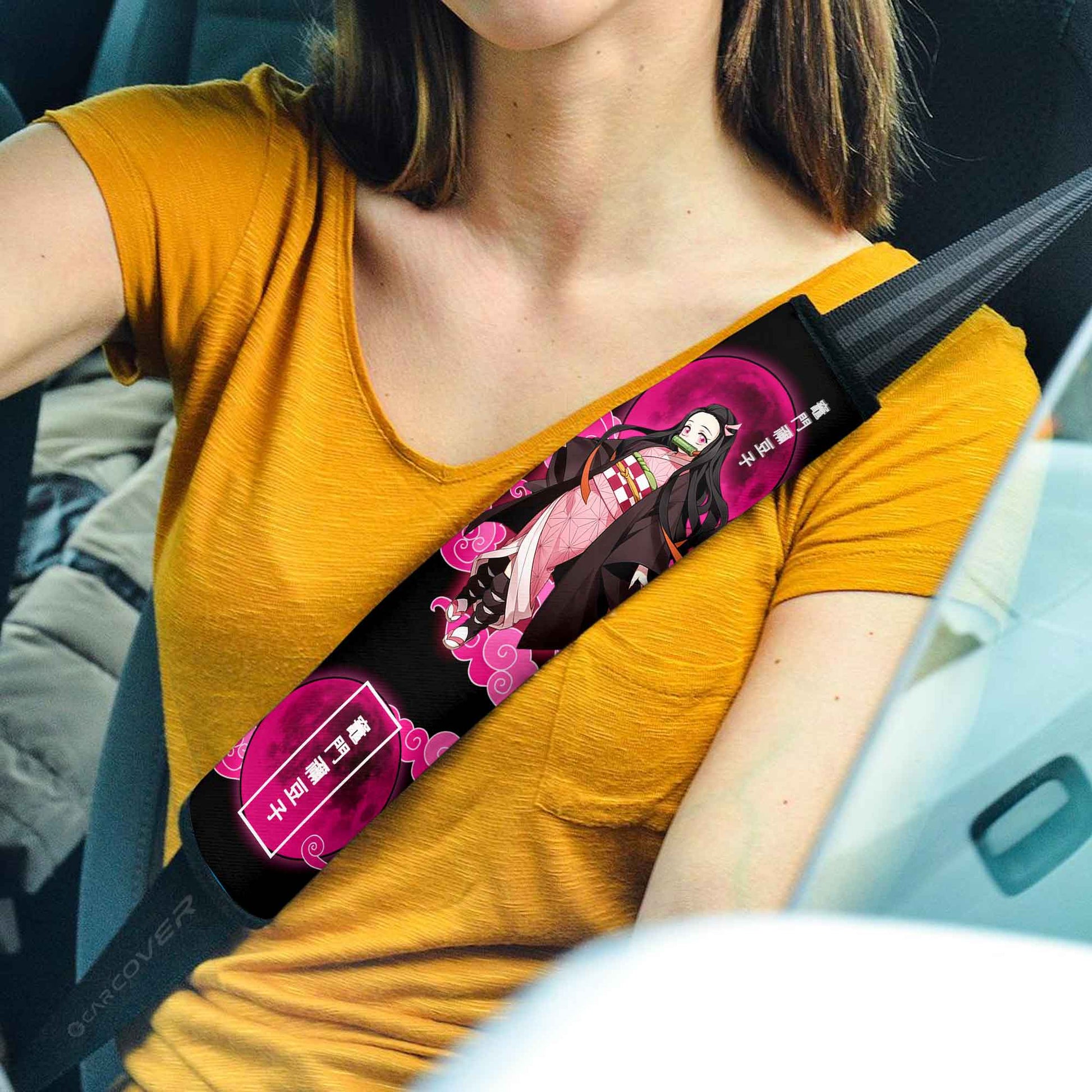 Nezuko Seat Belt Covers Custom Demon Slayer Anime Car Accessories - Gearcarcover - 1