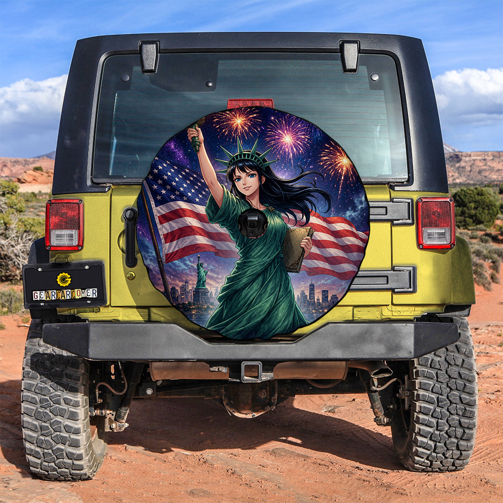 Nico Robin Liberty USA 250 Years Spare Tire Cover With Camera Hole - Gearcarcover - 3