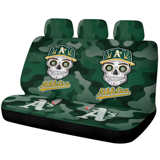 Oakland Athletics Car Back Seat Covers Skull Theme Collection - Gearcarcover - 1