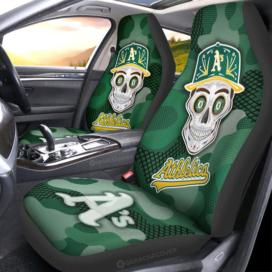 Oakland Athletics Car Seat Covers Skull Theme Collection - Gearcarcover - 1