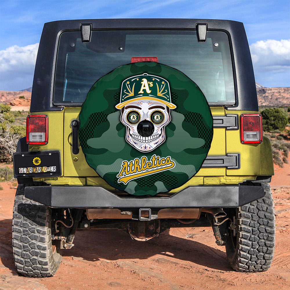 Oakland Athletics Spare Tire Covers Camera Hole Skull Theme Collection - Gearcarcover - 3
