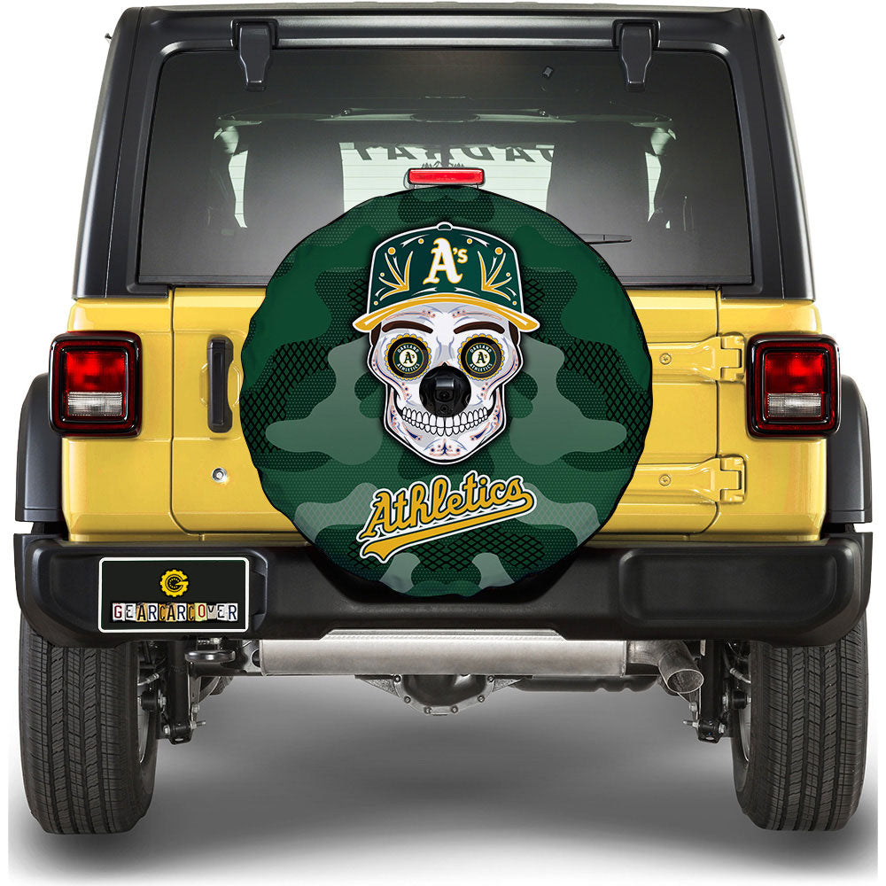 Oakland Athletics Spare Tire Covers Camera Hole Skull Theme Collection - Gearcarcover - 1