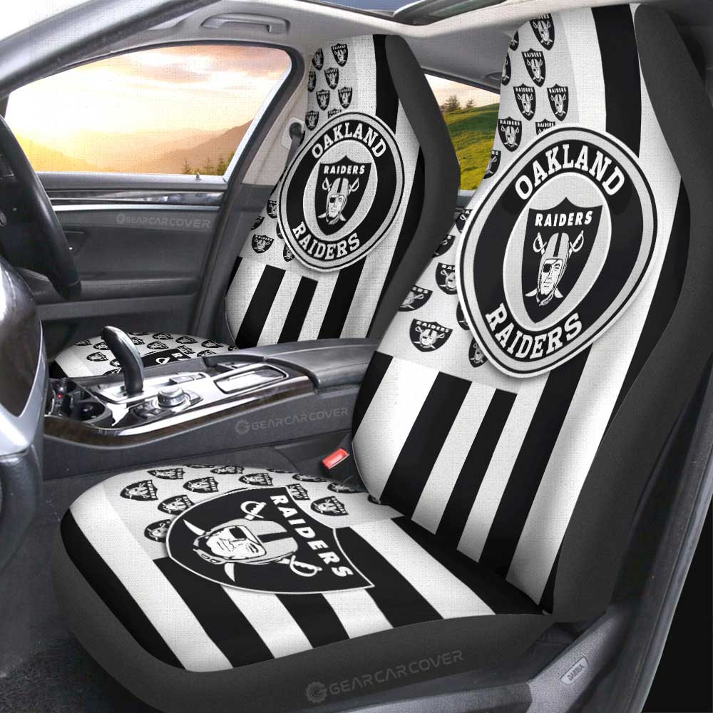 Oakland Raiders Car Seat Covers Custom US Flag Style - Gearcarcover - 2