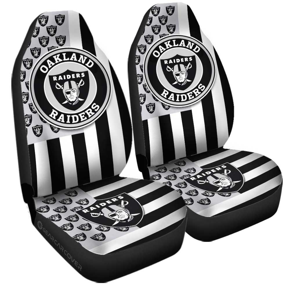 Oakland Raiders Car Seat Covers Custom US Flag Style - Gearcarcover - 3