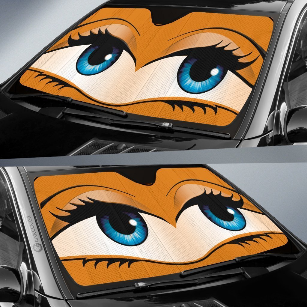 Orange Glam Car Eyes Sun Shade Custom Cute Eyes Car Accessories