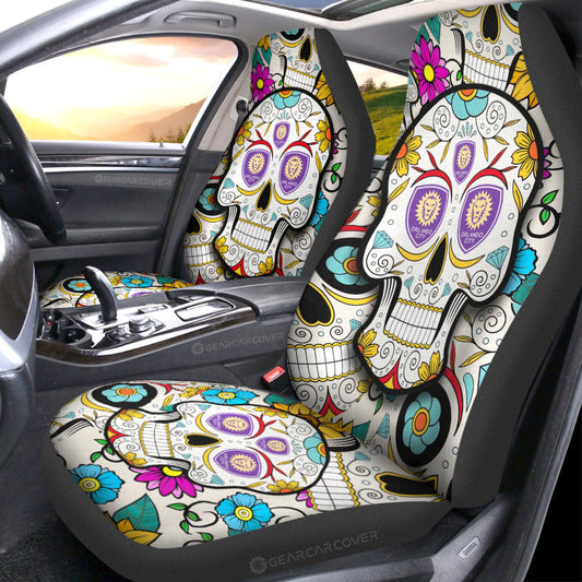 Orlando City SC Car Seat Covers Custom Sugar Skull Car Accessories - Gearcarcover - 1