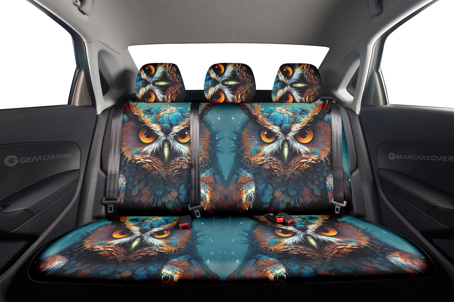 Owl Colorful Car Back Seat Cover Custom Car Accessories - Gearcarcover - 2