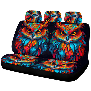 Owl Colorful Car Back Seat Cover Custom Car Accessories - Gearcarcover - 1