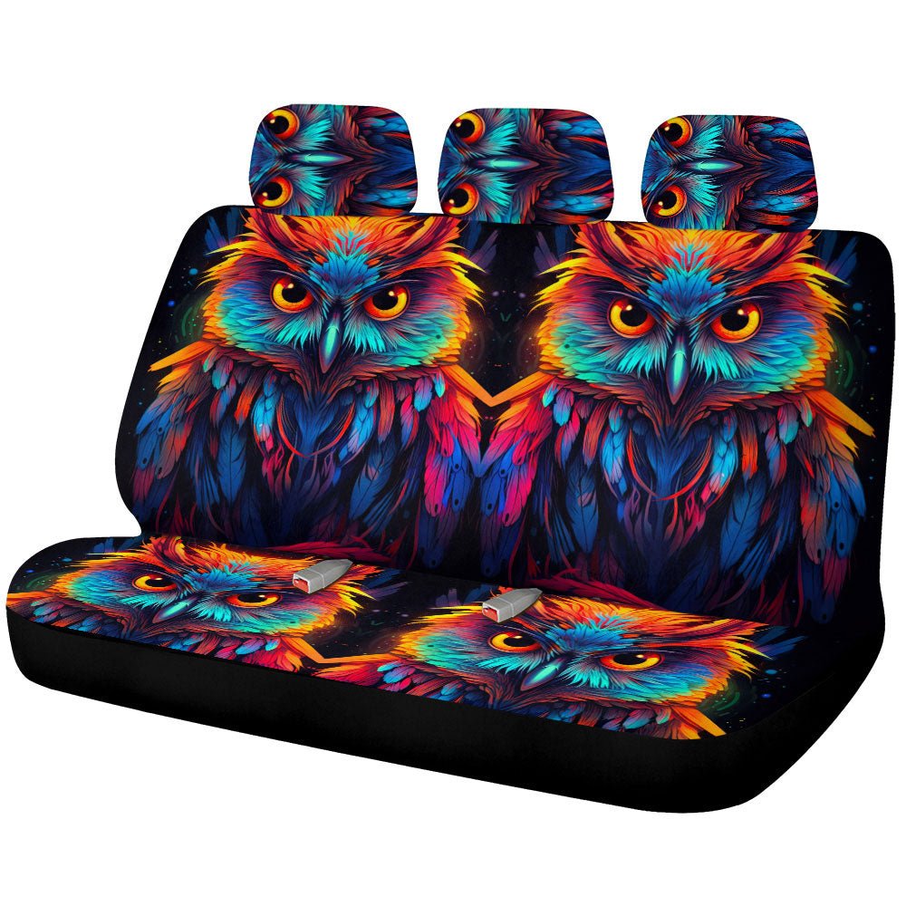 Owl Colorful Car Back Seat Cover Custom Car Accessories - Gearcarcover - 1