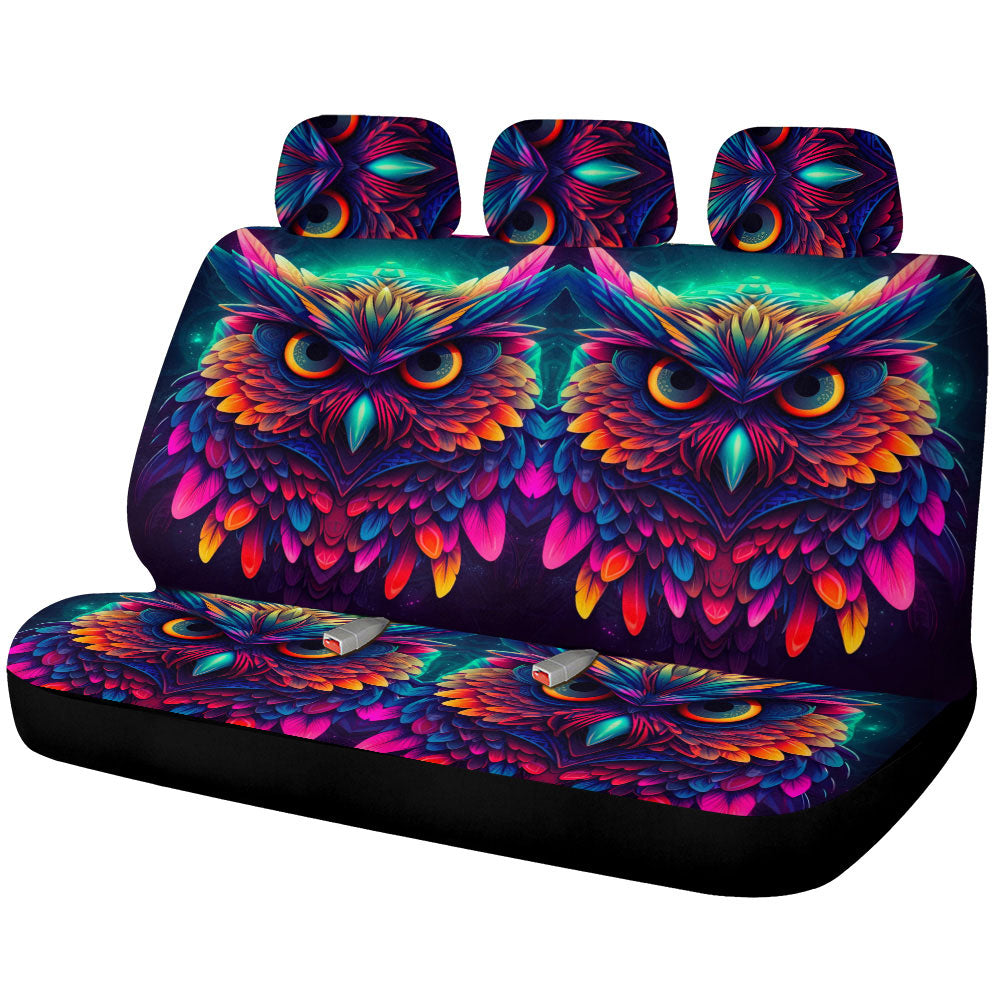 Owl Colorful Car Back Seat Cover Custom Car Accessories - Gearcarcover - 1