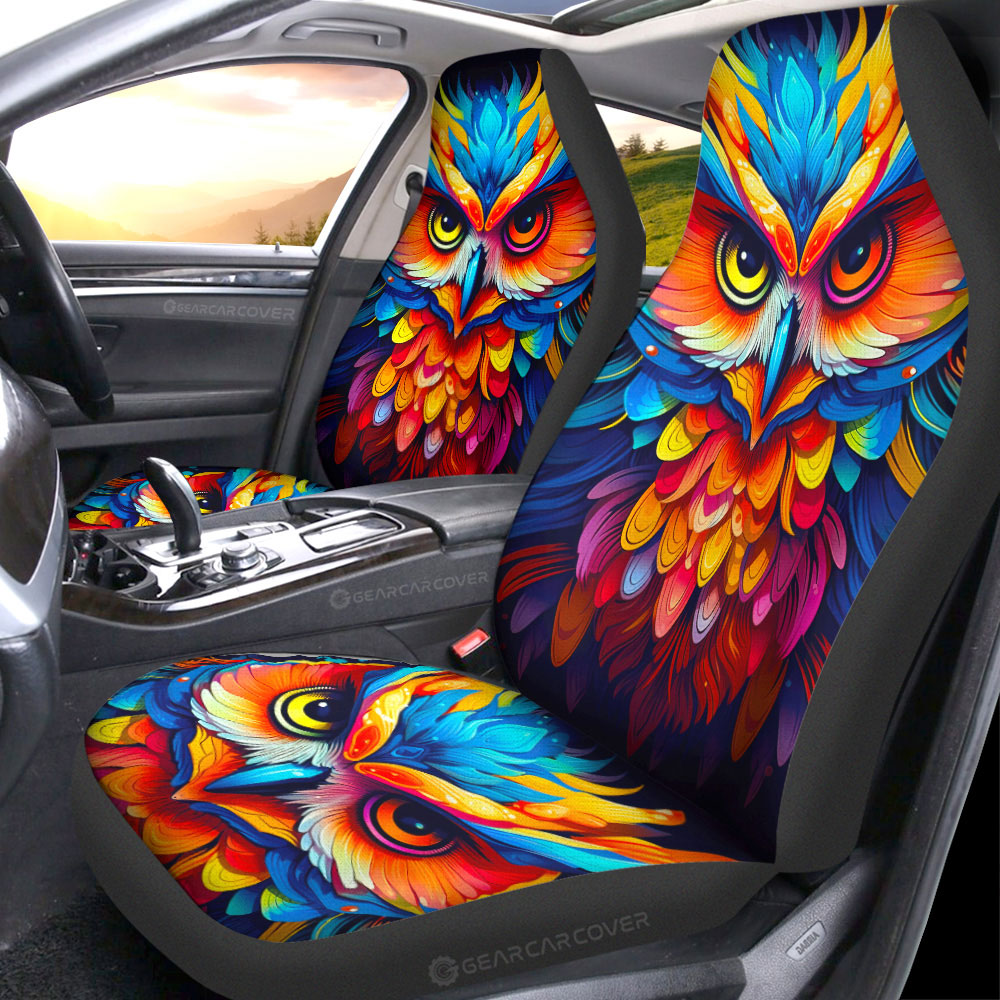 Owl Colorful Car Seat Covers Custom Car Accessories - Gearcarcover - 1