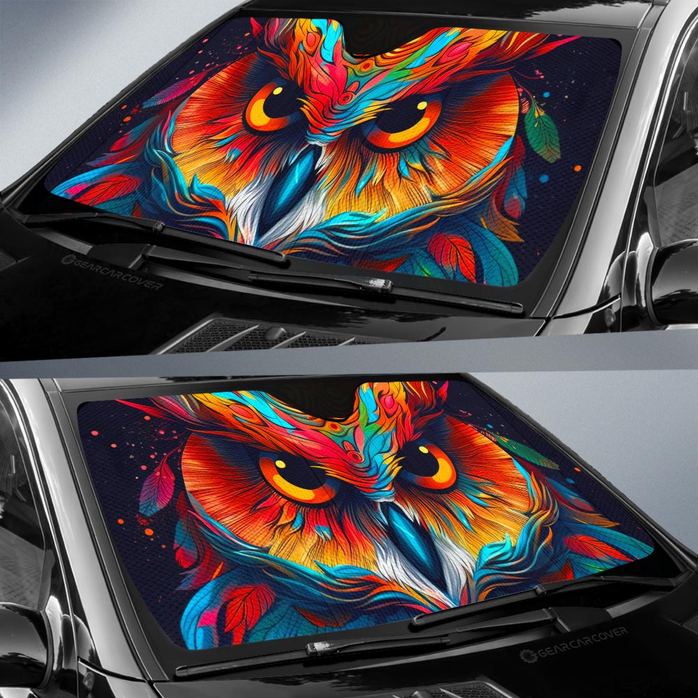 Owl Colorful Car Sunshade Custom Car Accessories - Gearcarcover - 2