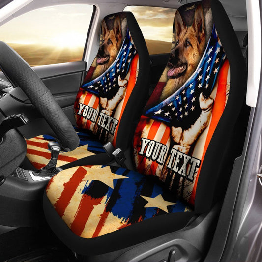 Personalized American Flag Car Seat Covers Custom German Shepherd Dog Car Accessories - Gearcarcover - 2
