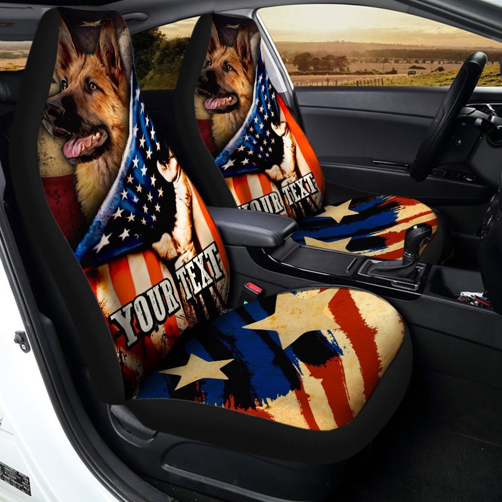 Personalized American Flag Car Seat Covers Custom German Shepherd Dog Car Accessories - Gearcarcover - 3