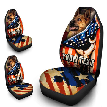 Personalized American Flag Car Seat Covers Custom German Shepherd Dog Car Accessories - Gearcarcover - 1