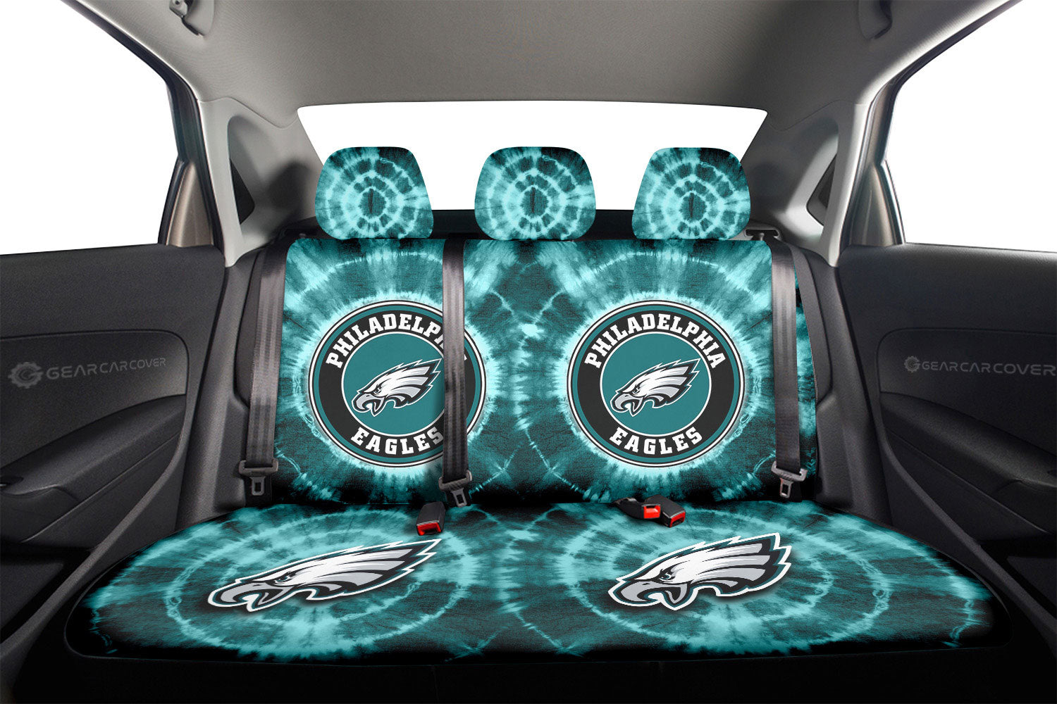 Philadelphia Eagles Car Back Seat Covers Custom Tie Dye Car Accessories - Gearcarcover - 2