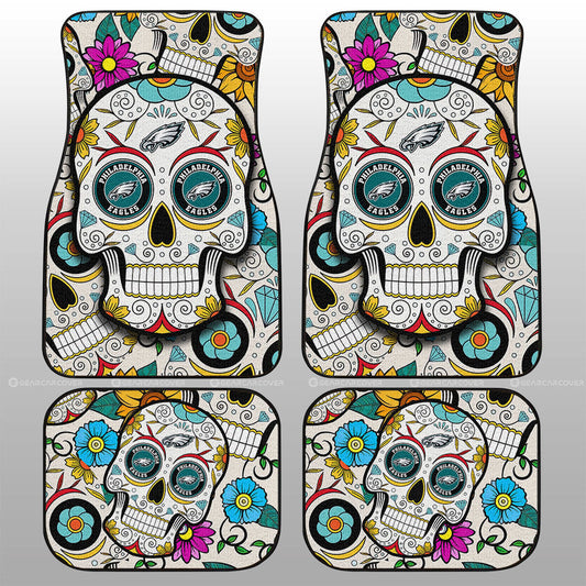 Philadelphia Eagles Car Floor Mats Custom Sugar Skull Car Accessories - Gearcarcover - 1