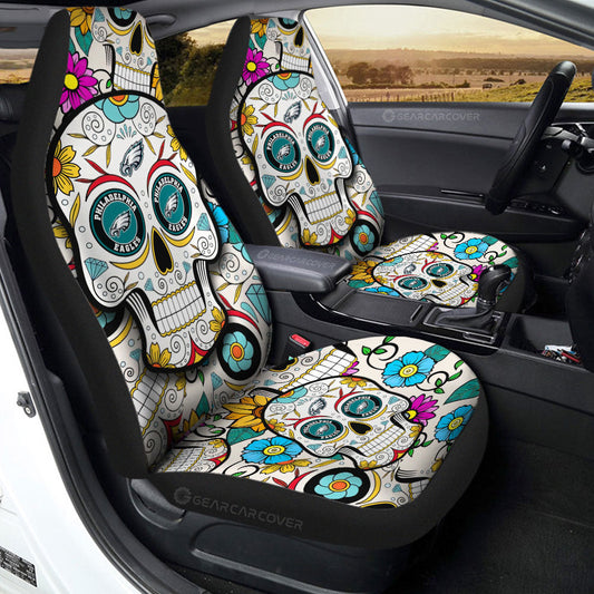 Philadelphia Eagles Car Seat Covers Custom Sugar Skull Car Accessories - Gearcarcover - 2