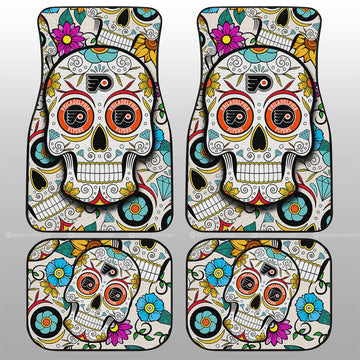 Philadelphia Flyers Car Floor Mats Custom Sugar Skull Car Accessories - Gearcarcover - 1