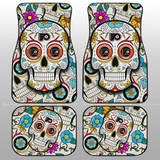 Philadelphia Flyers Car Floor Mats Custom Sugar Skull Car Accessories - Gearcarcover - 1