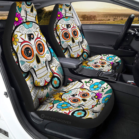 Philadelphia Flyers Car Seat Covers Custom Sugar Skull Car Accessories - Gearcarcover - 2
