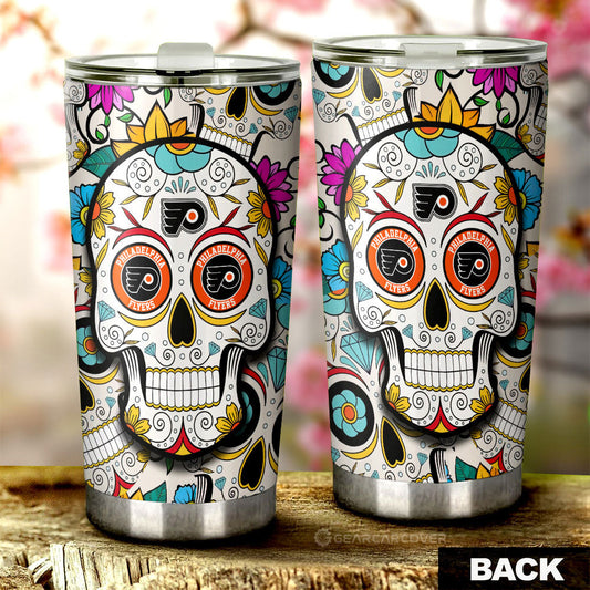Philadelphia Flyers Tumbler Cup Custom Sugar Skull Car Accessories - Gearcarcover - 2