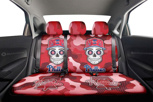 Philadelphia Phillies Car Back Seat Covers Skull Theme Collection - Gearcarcover - 2