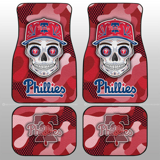 Philadelphia Phillies Car Floor Mats Skull Theme Collection - Gearcarcover - 1