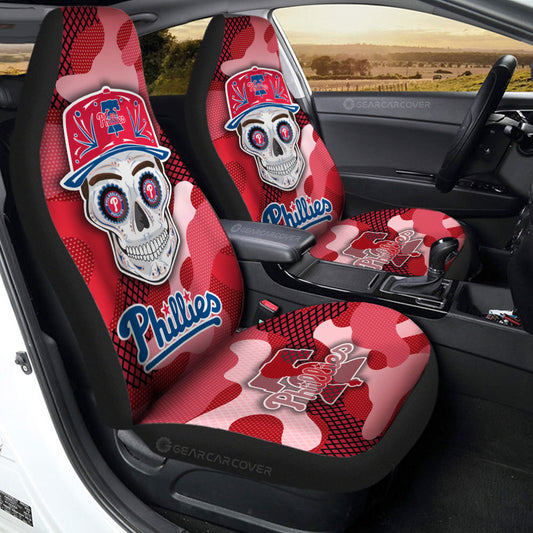 Philadelphia Phillies Car Seat Covers Skull Theme Collection - Gearcarcover - 2