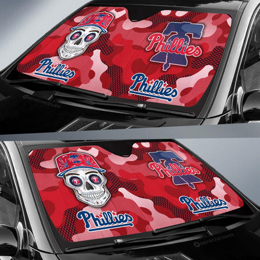Philadelphia Phillies Car Sunshade Skull Theme Collection - Gearcarcover - 2