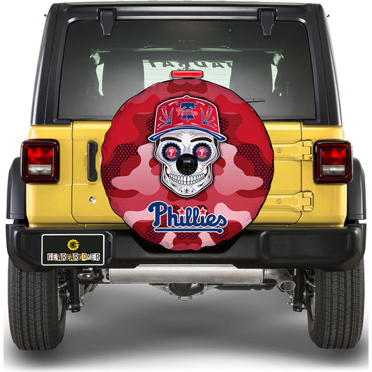 Philadelphia Phillies Spare Tire Covers Camera Hole Skull Theme Collection - Gearcarcover - 1