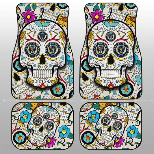 Philadelphia Union Car Floor Mats Custom Sugar Skull Car Accessories - Gearcarcover - 1