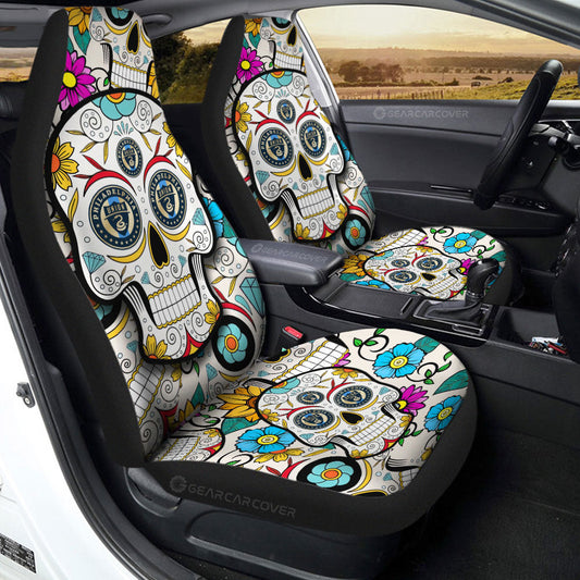 Philadelphia Union Car Seat Covers Custom Sugar Skull Car Accessories - Gearcarcover - 2