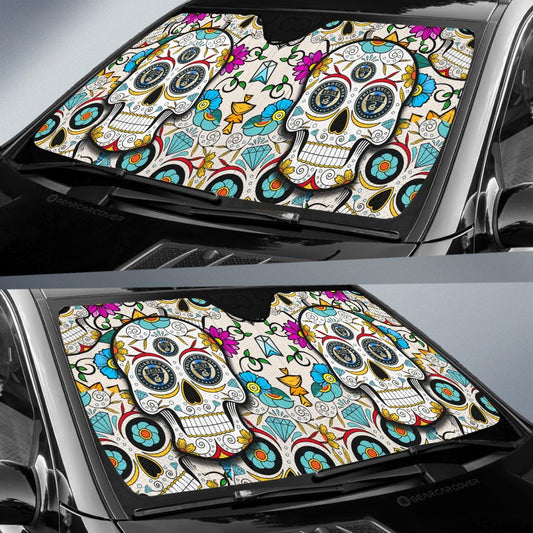 Philadelphia Union Car Sunshade Custom Sugar Skull Car Accessories - Gearcarcover - 2