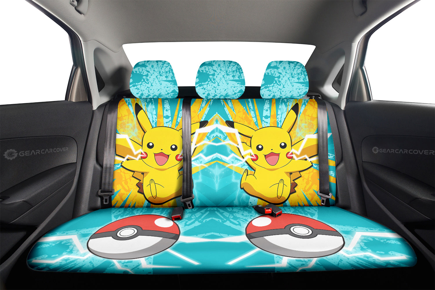 Pikachu Car Back Seat Covers Custom Pokemon Car Accessories DN2412221001 - Gearcarcover - 2